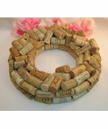 Wine Cork Wreath Hand Crafted From Real Wine Bottle Corks Home Bar Decor - £23.59 GBP