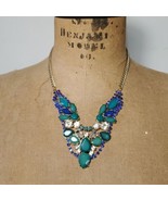 Best of Everything 16-18&quot; Necklace Turquoise Teal Blue Crystal Gold Tone... - $17.64