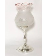 Vintage Silver Plated Candle Holder With Glass Shade Made In England 11&quot; - $27.89 CAD