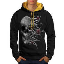 Wellcoda Roses Death Bad Guy Mens Contrast Hoodie, Biker Casual Jumper - £31.46 GBP