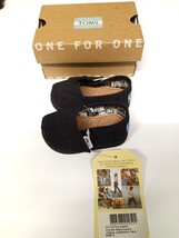 Toms Classics Black Canvas Original So Cute With Strap Infant Toddler Size 3 New - £18.45 GBP