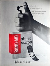 BAND-AID - Sheer Strips - Johnson &amp; Johnson 1964 Vintage Print Ad - $220.28 MXN