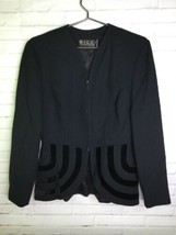 Vintage Bicci Florine Wachter Womens Size 6 Black Zip Front Wool Blazer Jacket - £13.84 GBP