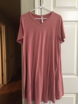 Women&#39;s Zenana Premium Short Sleeve Dress--Rose Pink--Size M - £11.78 GBP