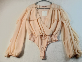 Skylar Rose Bodysuits Womens Medium Light Pink Wrap V Neck Long Sleeve P... - $20.11