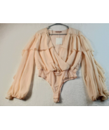 Skylar Rose Bodysuits Womens Medium Light Pink Wrap V Neck Long Sleeve P... - £15.89 GBP