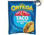 12x Packs Ortega Hot &amp; Spicy Taco Fat Free Seasoning Mix | 1oz | Fast Sh... - £23.72 GBP