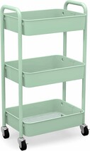 Caxxa 3-Tier Rolling Metal Storage Organizer - Mobile Utility Cart,, Aqua Green - £40.75 GBP