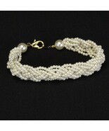 Vintage Braided Faux Pearl Bracelet 7.25&quot; L x .75&quot; W - €12,71 EUR