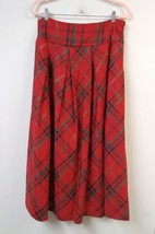 Disney Frozen WM L Lined Skirt Red Plaid Wide Waistband Side Zip Closure Pleated - $29.02