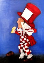 ANNE MARIE WEBB Oil Painting Mad Hatter Alice Wonderland 36&quot; x 24&quot; - £100.88 GBP