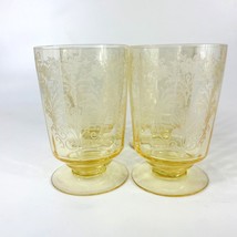 Cordelia Mandarin Yellow Tiffin-Franciscan Optic Footed Tumblers Set Of ... - £22.96 GBP