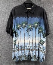 BATCK BAY Shirt Mens XL Blue Black Hawaiian Button Down Palm Trees Easy ... - $22.47