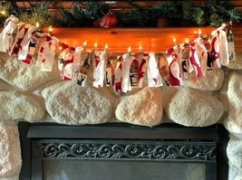 Holiday Rag Garland Bunting Home Decor Christmas Lighted Strings Lights 3 ft - £13.72 GBP