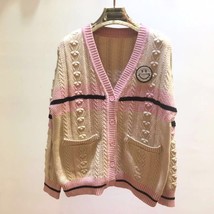 Autumn Winter Women Cardigan Warm  Sweater Jacket Pocket Embroidery Fashion Knit - £100.97 GBP