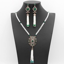 Elegant Turkish Women Bead Jewelry Sets Long Bead Tassels Earrings Resin Sweater - £24.87 GBP