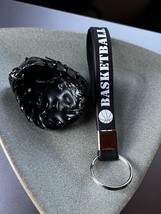 Lot of Black Rubber Basketball Work Hard Wrist Lanyard &amp; Faux Black Leather Base - £7.46 GBP