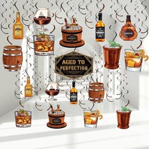 46 Pcs Whiskey Birthday Party Decorations Whiskey Party Hanging Swirls Aged To P - £17.67 GBP