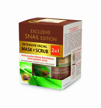 Intensive facial 2in1 Mask+Scrub Hyaluron acid Snail extract Argan oil 50ml  - £8.47 GBP