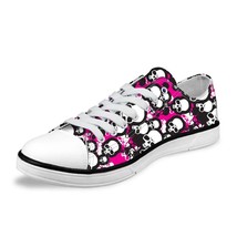 Skull Printed Canvas Lace-up Flats - £48.77 GBP
