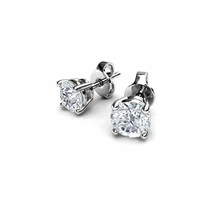 1.50CT Round Solid 14K White Gold Brilliant Cut Basket PushBack Stud Earrings - £86.03 GBP