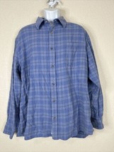 MK Mountain Khaki Shirt Blue Check Button Up Long Sleeve Pocket Mens XL Thick - $12.99