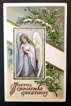 Joyful Christmas Greetings Praying Angel Antique PC 1911 Embossed - £7.11 GBP