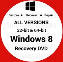 Windows 8 64 Bit Recovery Install Reinstall Boot Restore DVD Disc Disk - $14.99