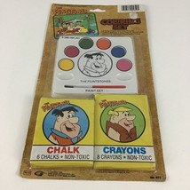 The Flintstones Coloring Set Watercolors Paint Crayons Chalk Vintage 199... - £13.25 GBP