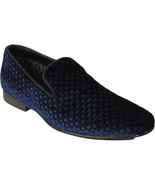 Men&#39;s Shoes Steve Madden Slip On Dress or Casual Velvet Lifted Navy Blue - $1,869.21 MXN