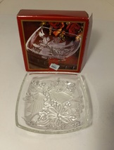 Gorham Happy Holidays Christmas Cardinals 8” Square Serving Bowl Crystal... - £7.87 GBP