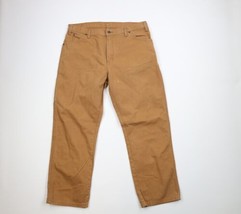 Vintage Dickies Mens 38x30 Distressed Spell Out Wide Leg Canvas Pants Duck Brown - £42.80 GBP