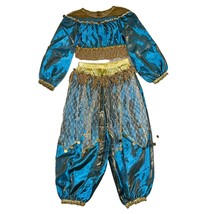 Aladdin Inspired Genie Costume for Girls Sz 6 Handmade Blue/Gold for Pag... - £56.61 GBP