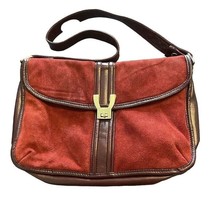 Tanito Purse Red Suede Leather Strap Lined Zipper Snap Closure Inner Poc... - £14.84 GBP