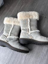 UGG Womens Boots Size 6 Elijo Bone White Nubuck Leather Sherpa Fur Slip ... - $98.01