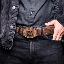 Arkansas Genuine Snake Skin Western Belt Brown image 9