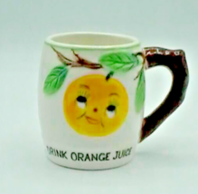 Vintage Anthropomorphic Orange w/ Eyelashes Drink Juice Mug Cup Ceramic Japan - £39.89 GBP