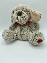 Walmart small plush gray sitting puppy dog red heart ribbon bow Valentine&#39;s Day - £7.46 GBP