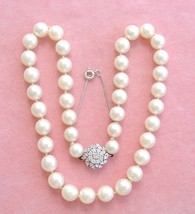 VINTAGE SALTWATER PEARL STRAND 16&quot; CHOKER NECKLACE w/ DIAMOND CLUSTER CL... - £1,420.38 GBP