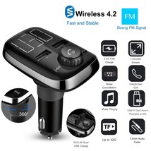 Wireless Handsfree Car Kit FM Transmitter MP3 Player Dual USB Charger AUX In TF - £19.29 GBP