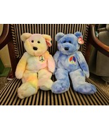 Ty Beanie Buddy Lot Of 2 Buddies Blue Peace Bear Plush Toy 2003 With Tag... - £23.51 GBP