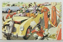 Mainzer Dressed Cats Pumping Gas Service Station Anthropomorphic Postcard O1 - £10.34 GBP