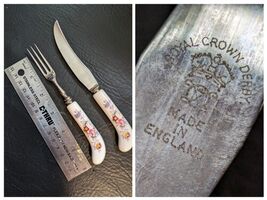 Royal Crown Derby Posies Replacement Fruit Forks Knife Porcelain Handle ... - $22.85