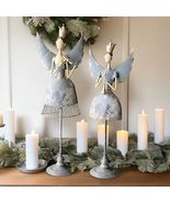 ANGELS WHIMSICAL METAL CHRISTMAS DECORATION SET OD TWO HANDCRAFTED  - $272.24