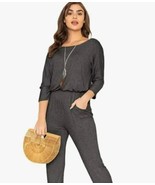 Eloges Women&#39;s Solid 3/4 Sleeve Jumpsuit with Pockets - £23.36 GBP