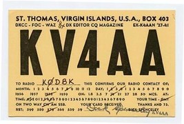 QSL Card KV4AA St Thomas U S Virgin Islands 1958 - $9.90