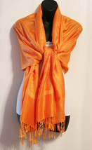 Paisley Orange Yellow Pashmina Scarf Shawl Paisley Silk Cashmere - £15.96 GBP