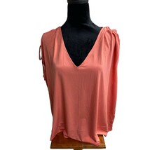 Worthington V-Neck Blouse Tie Sleeve Coral Top Elegant 0X - $17.87