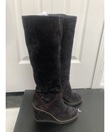 NIB 100% AUTH Chanel 15B G31259 Black Suede Chain Around Wedge Boots Sz ... - £854.88 GBP
