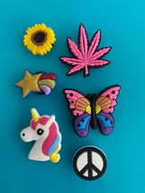 Shoe Charm Garden Butterfly Weed Leaf Sun Flower Unicorn Plug Button For... - £10.24 GBP